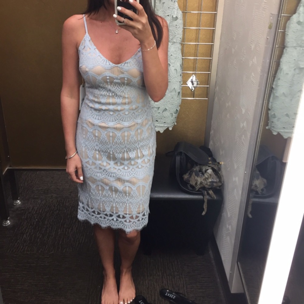 Leith Sky blue and nude midi dress